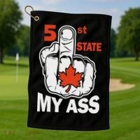 51st State My Ast Middlefinger Funny Canada Flag Patriotic Golf Towel thumb 1