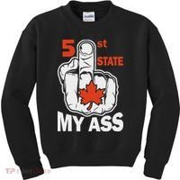 51st State My Ast Middlefinger Funny Canada Flag Patriotic Kids Sweatshirt thumb 0