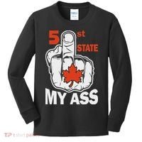 51st State My Ast Middlefinger Funny Canada Flag Patriotic Kids Long Sleeve Shirt thumb 0