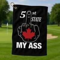 51 St State My Ass Funny Canada Middle Finger Golf Towel thumb 1