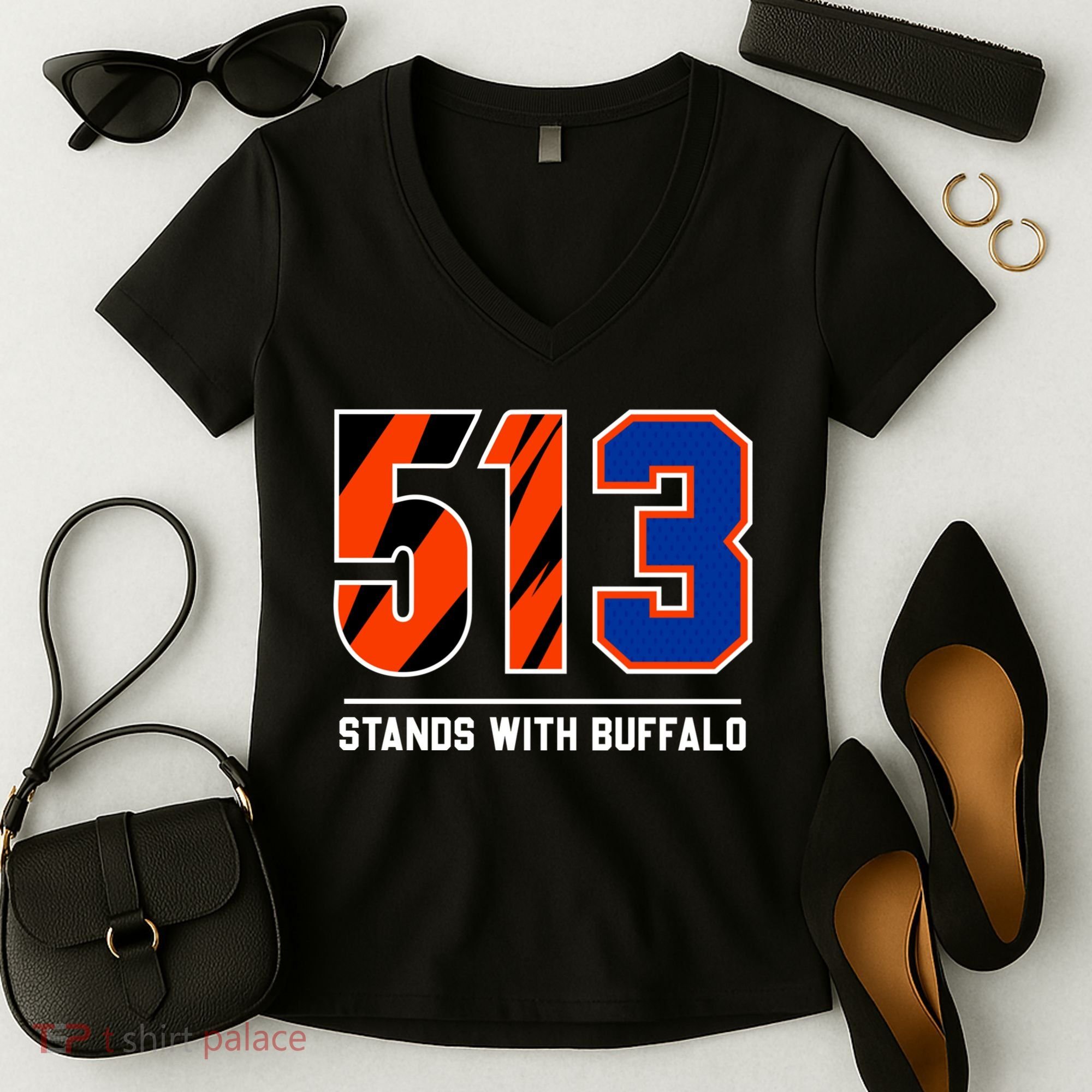 513 Stands With Buffalo Love For 3 Pray For Damar Women's V-Neck T-Shirt