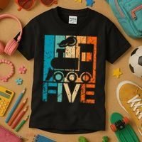 5th Train Birthday 5 Year Old 5yr Boys Girls Birthday Train Kids T-Shirt thumb 3