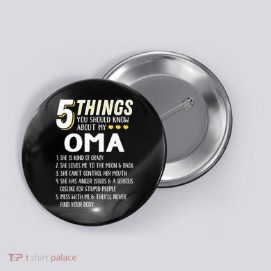 5 Things Grandma Oma Gift Idea Button