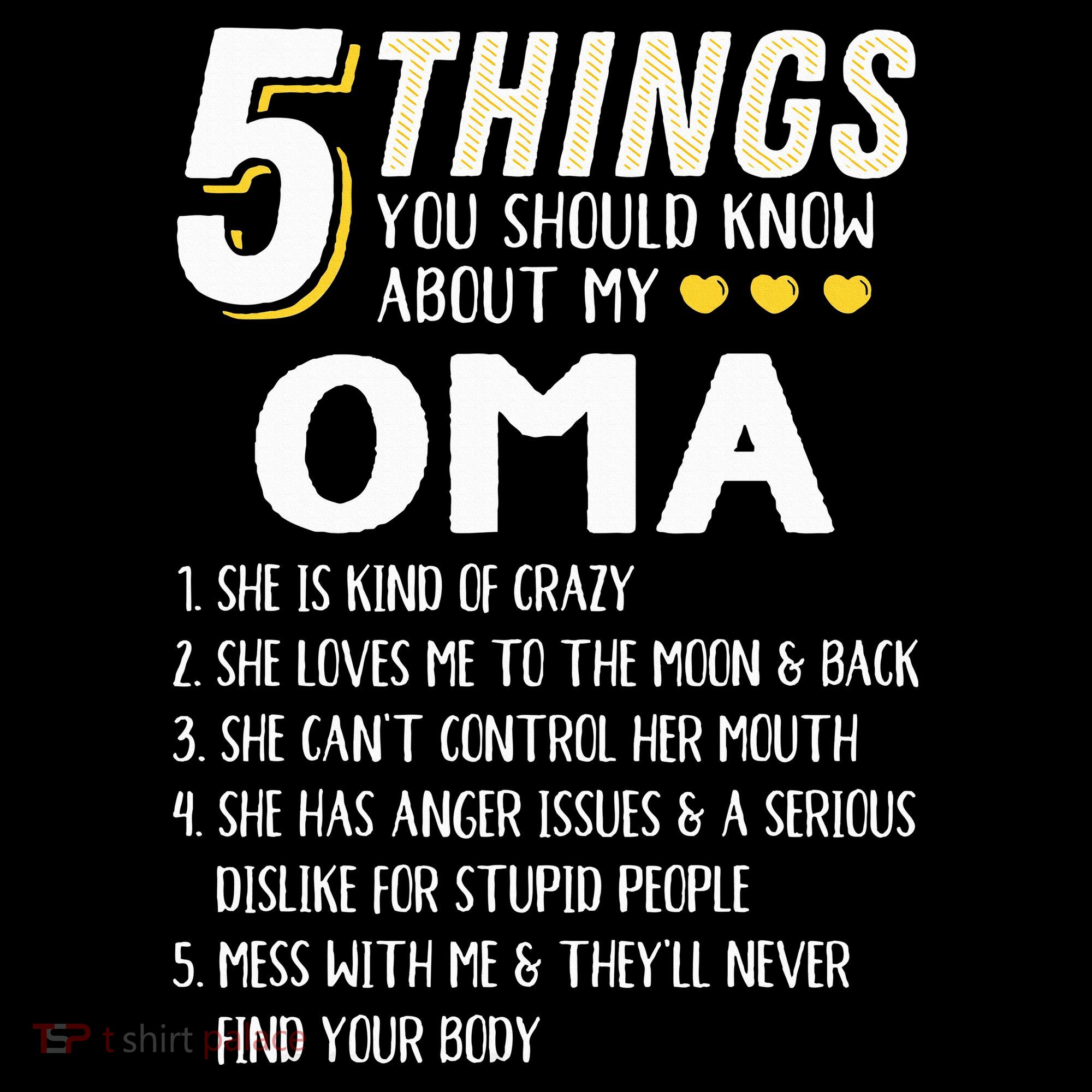 5 Things Grandma Oma Gift Idea Women's T-Shirt