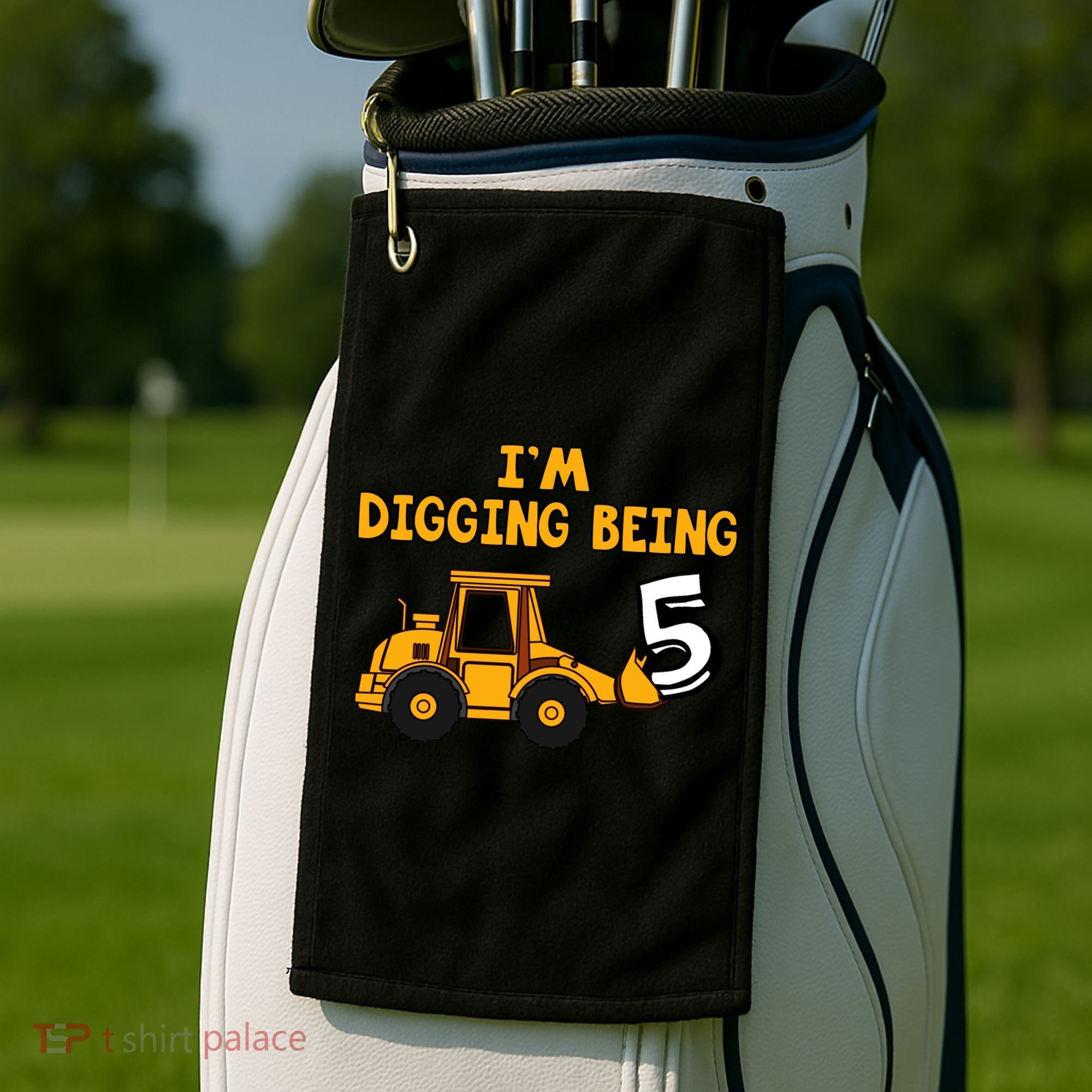 5th Birthday I'm Digging Being Five Golf Towel