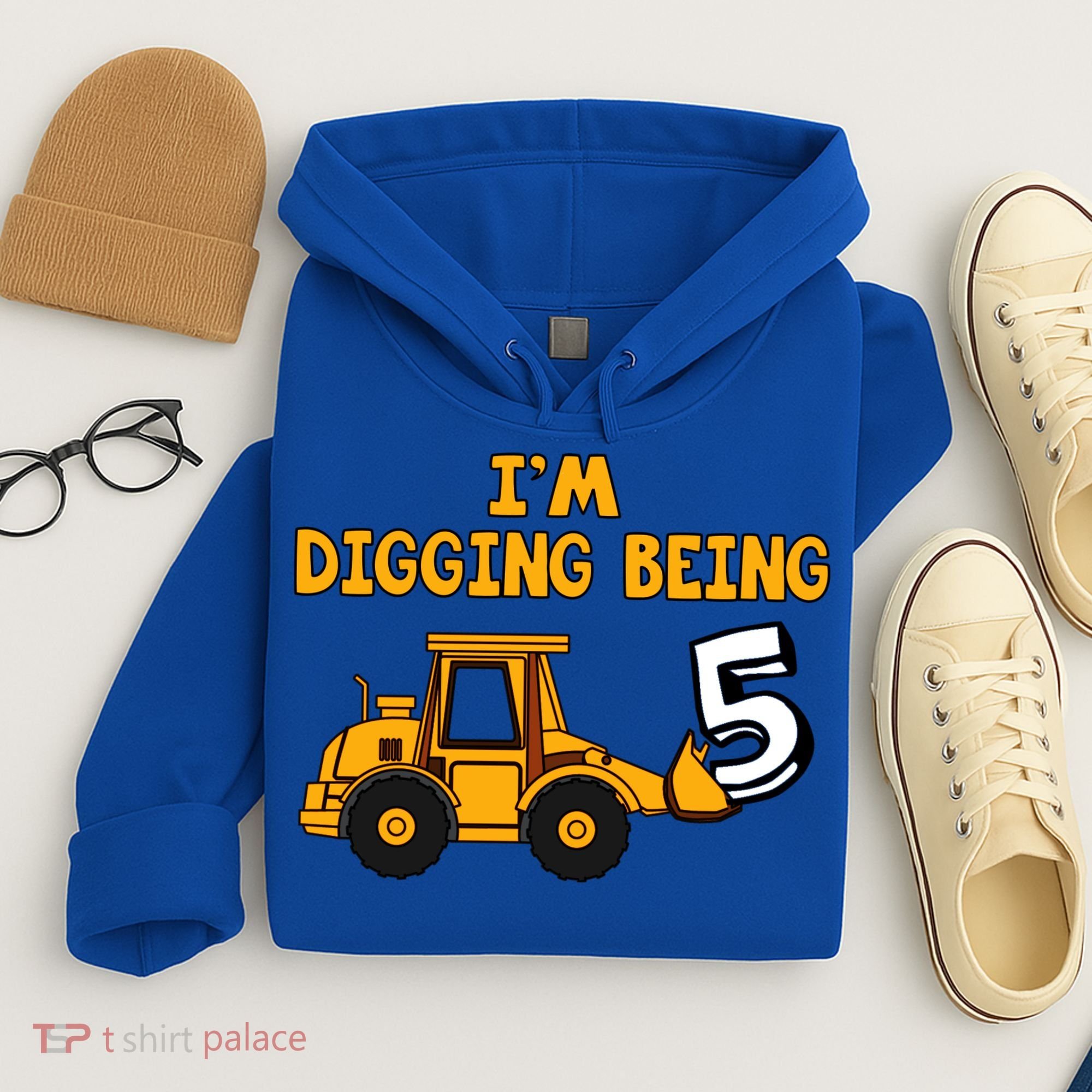 5th Birthday I'm Digging Being Five Hoodie