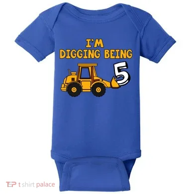 5th Birthday I'm Digging Being Five Baby Bodysuit
