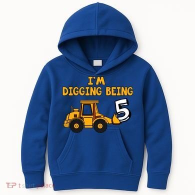 5th Birthday I'm Digging Being Five Kids Hoodie