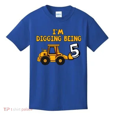 5th Birthday I'm Digging Being Five Kids T-Shirt