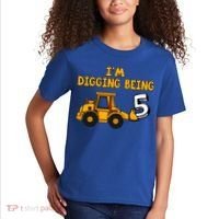 5th Birthday I'm Digging Being Five Kids T-Shirt thumb 2