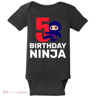 5th Birthday Ninja  Baby Bodysuit
