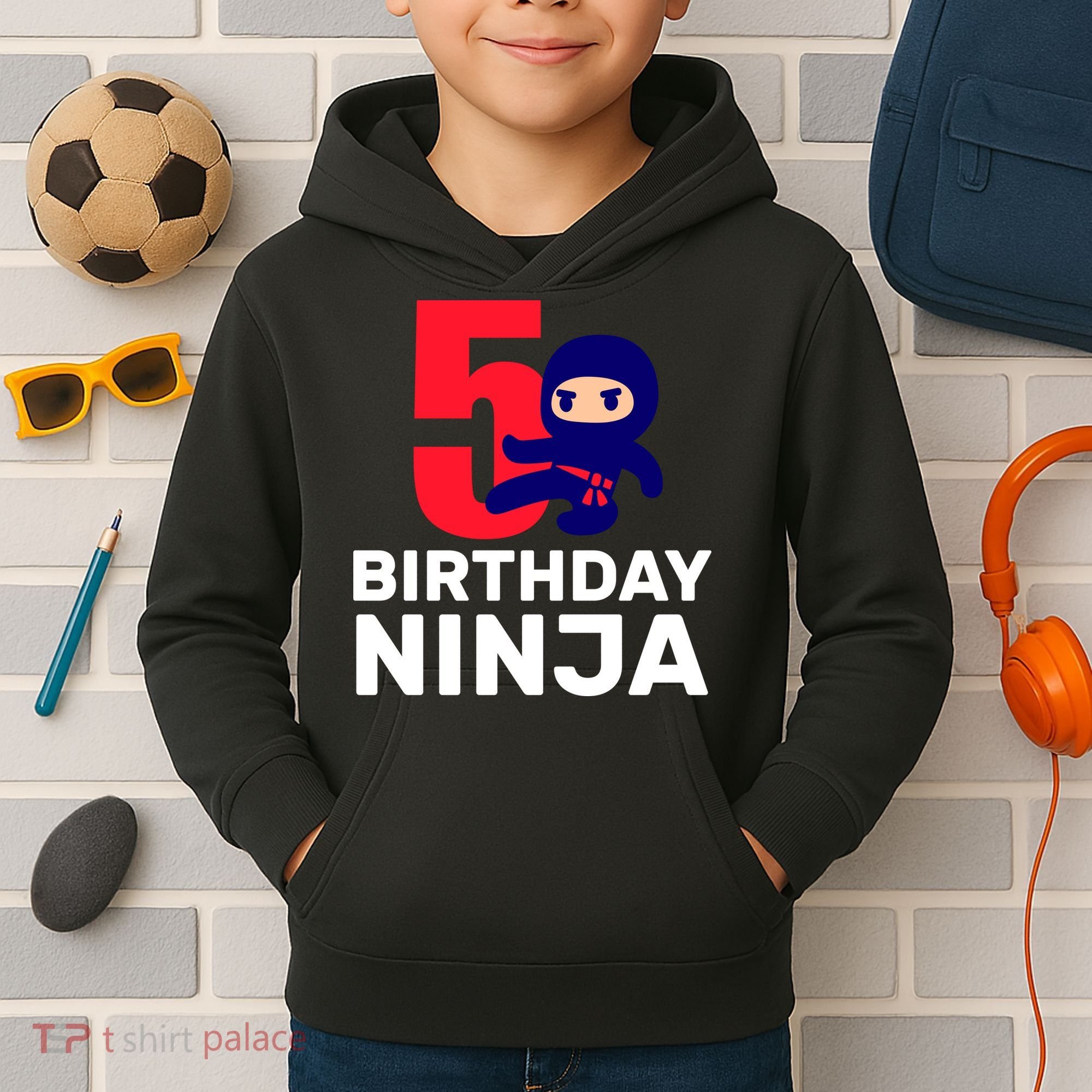 5th Birthday Ninja  Kids Hoodie
