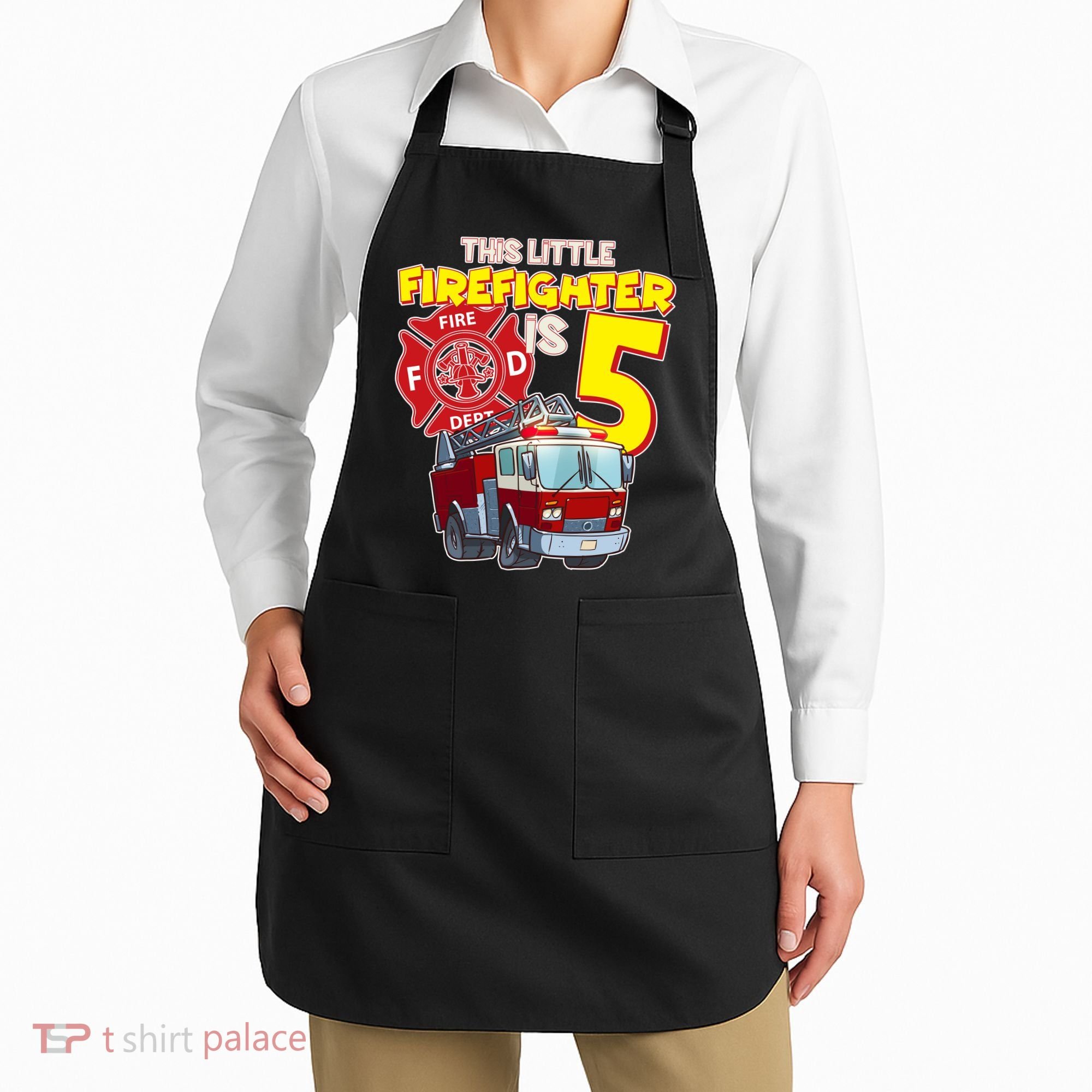 5th Birthday This Little Firefighter Is Five Apron