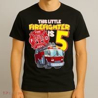 5th Birthday This Little Firefighter Is Five T-Shirt thumb 3