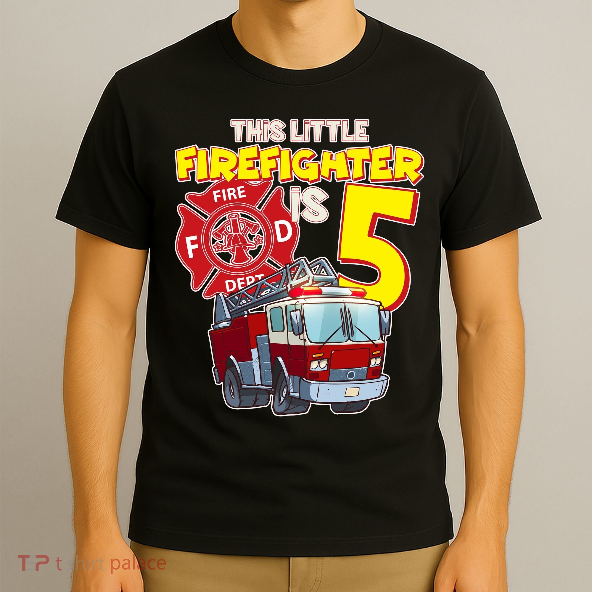 5th Birthday This Little Firefighter Is Five T-Shirt