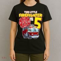 5th Birthday This Little Firefighter Is Five T-Shirt thumb 4