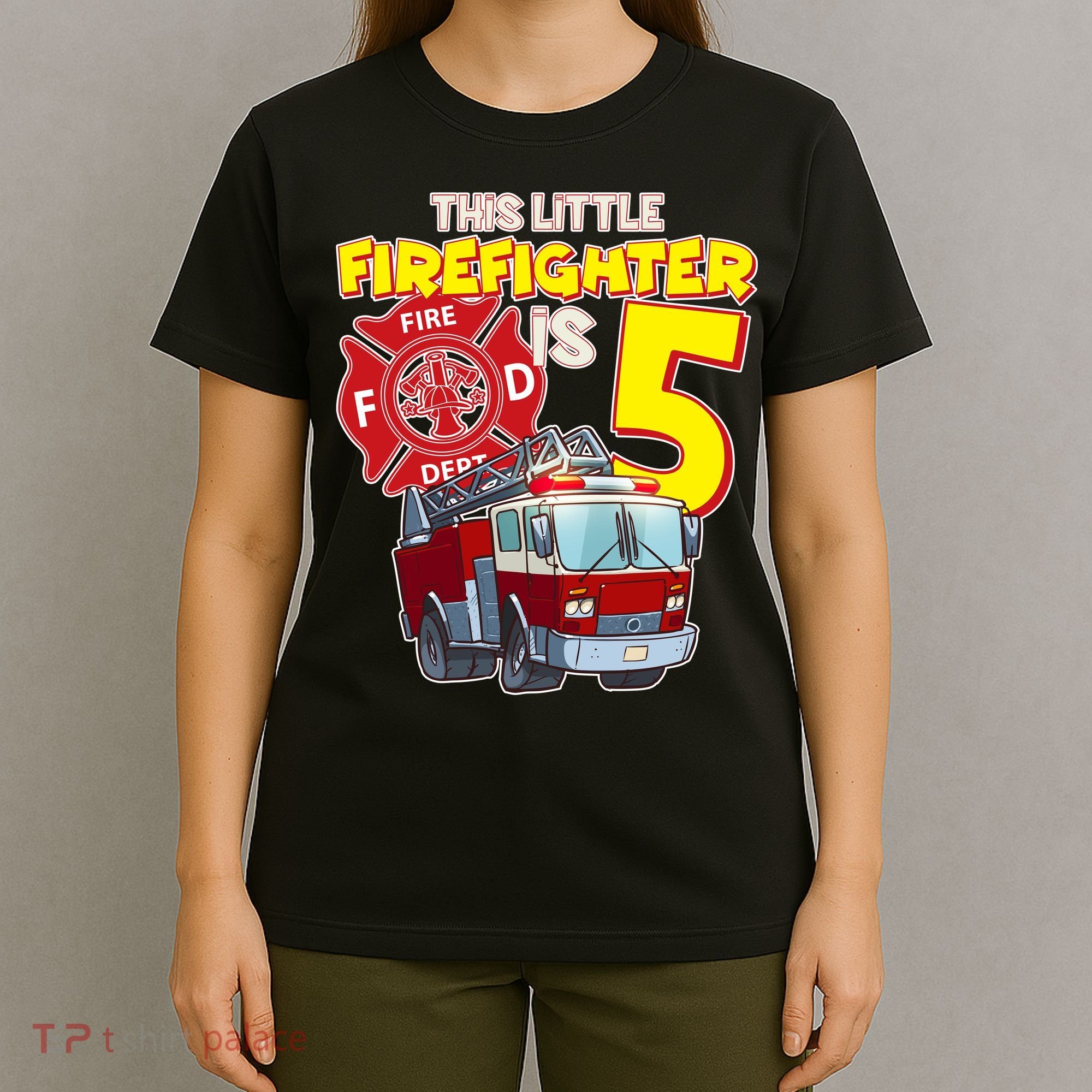 5th Birthday This Little Firefighter Is Five T-Shirt