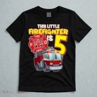 5th Birthday This Little Firefighter Is Five T-Shirt thumb 5