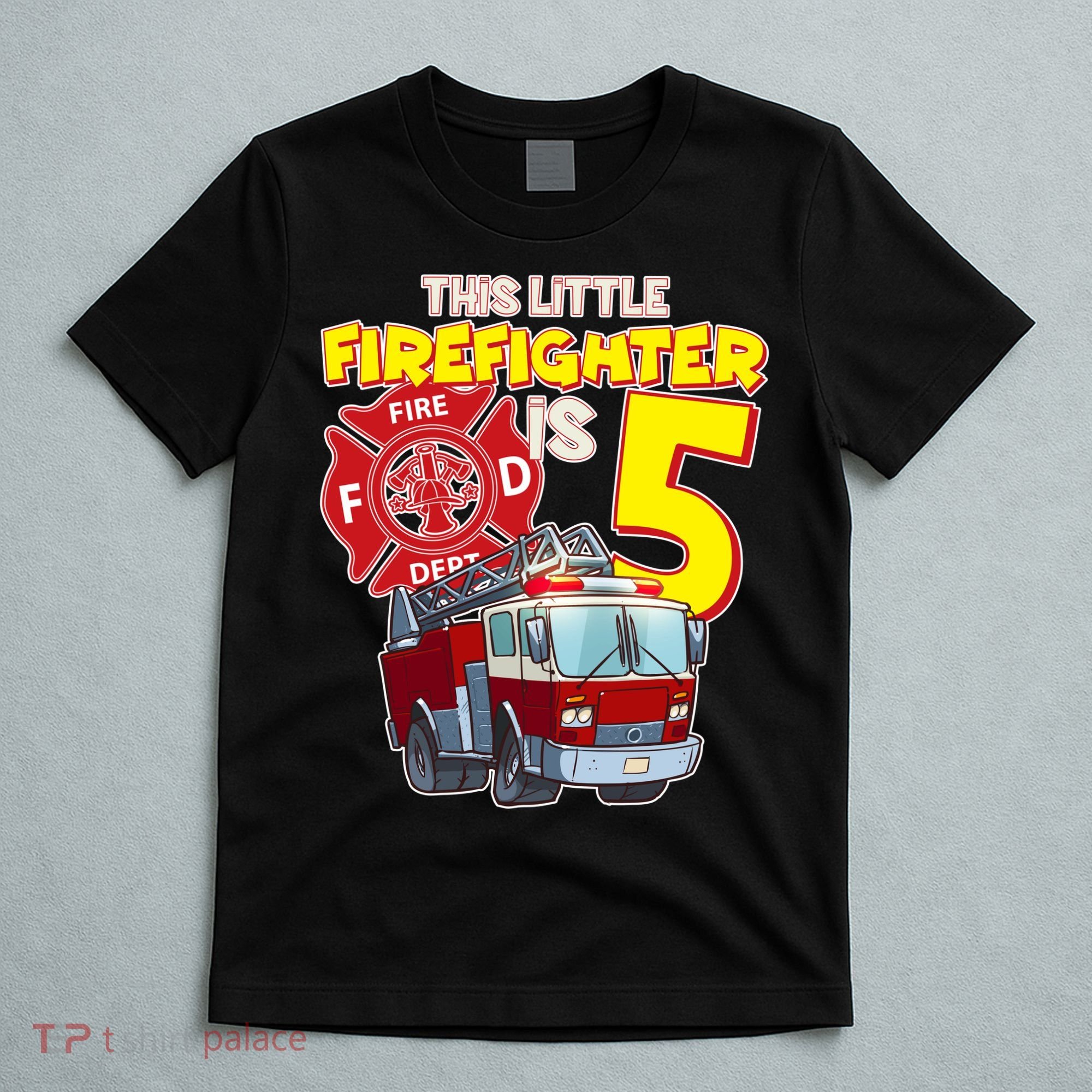 5th Birthday This Little Firefighter Is Five T-Shirt