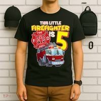 5th Birthday This Little Firefighter Is Five T-Shirt thumb 6