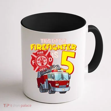 5th Birthday This Little Firefighter Is Five Coffee Mug back