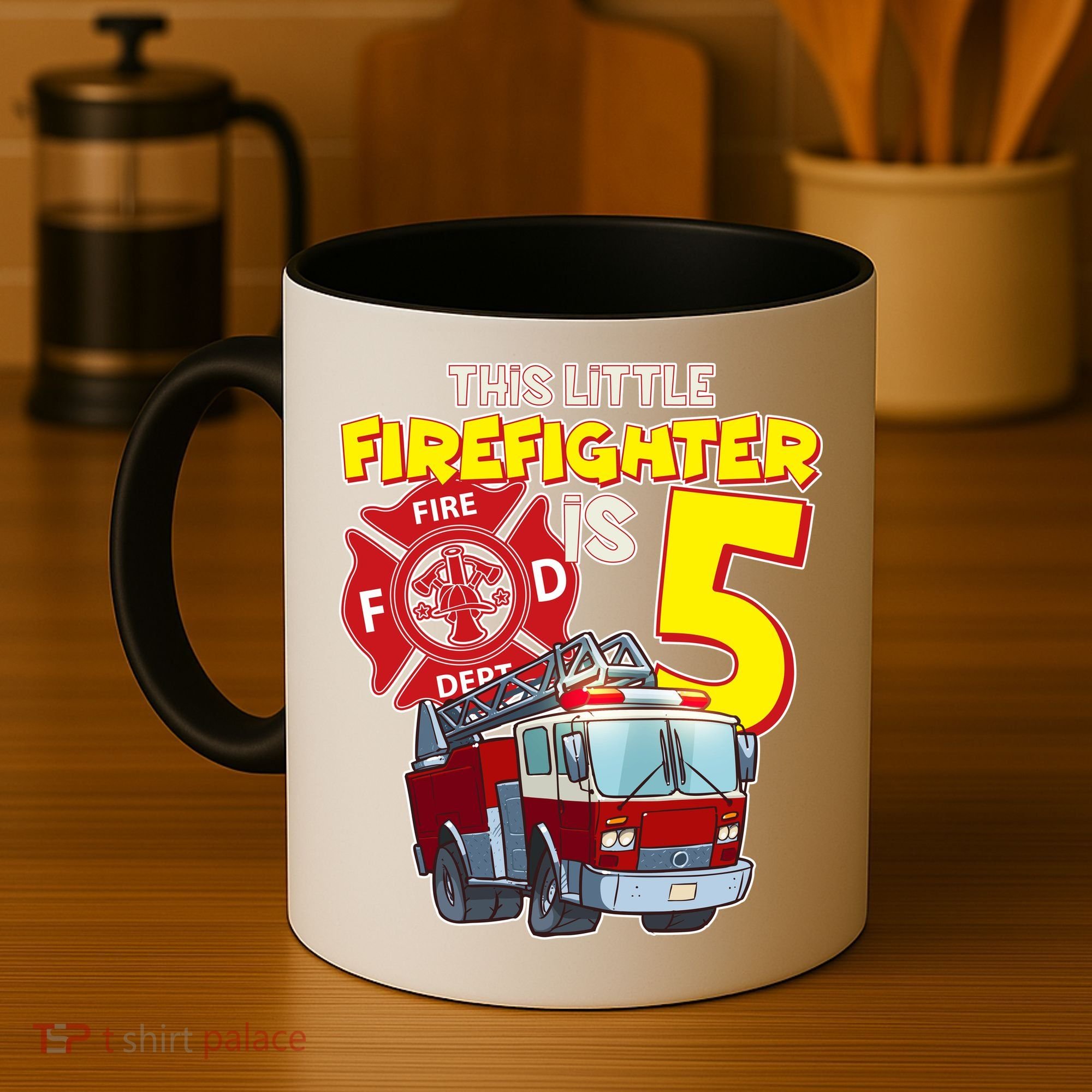 5th Birthday This Little Firefighter Is Five Coffee Mug