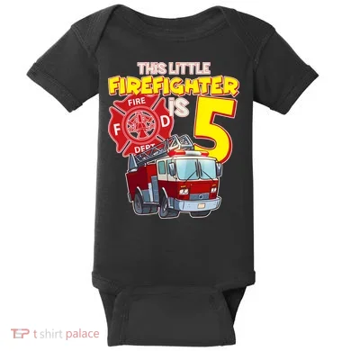 5th Birthday This Little Firefighter Is Five Baby Bodysuit