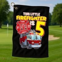 5th Birthday This Little Firefighter Is Five Golf Towel thumb 1
