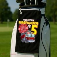 5th Birthday This Little Firefighter Is Five Golf Towel thumb 2