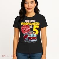 5th Birthday This Little Firefighter Is Five Women's T-Shirt thumb 4