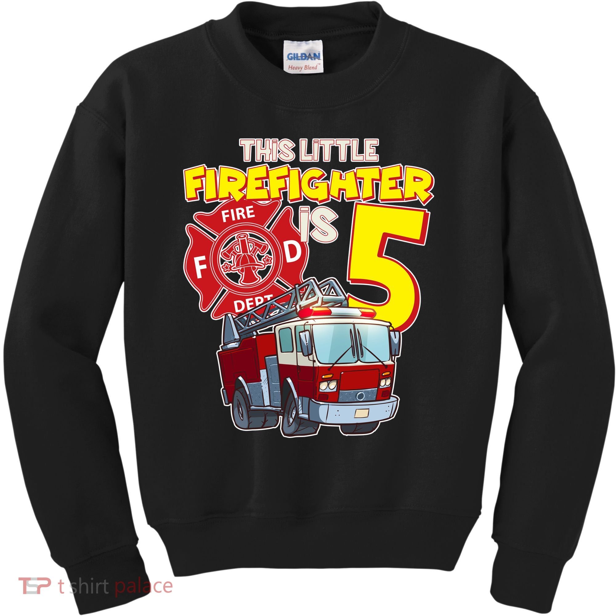 5th Birthday This Little Firefighter Is Five Kids Sweatshirt