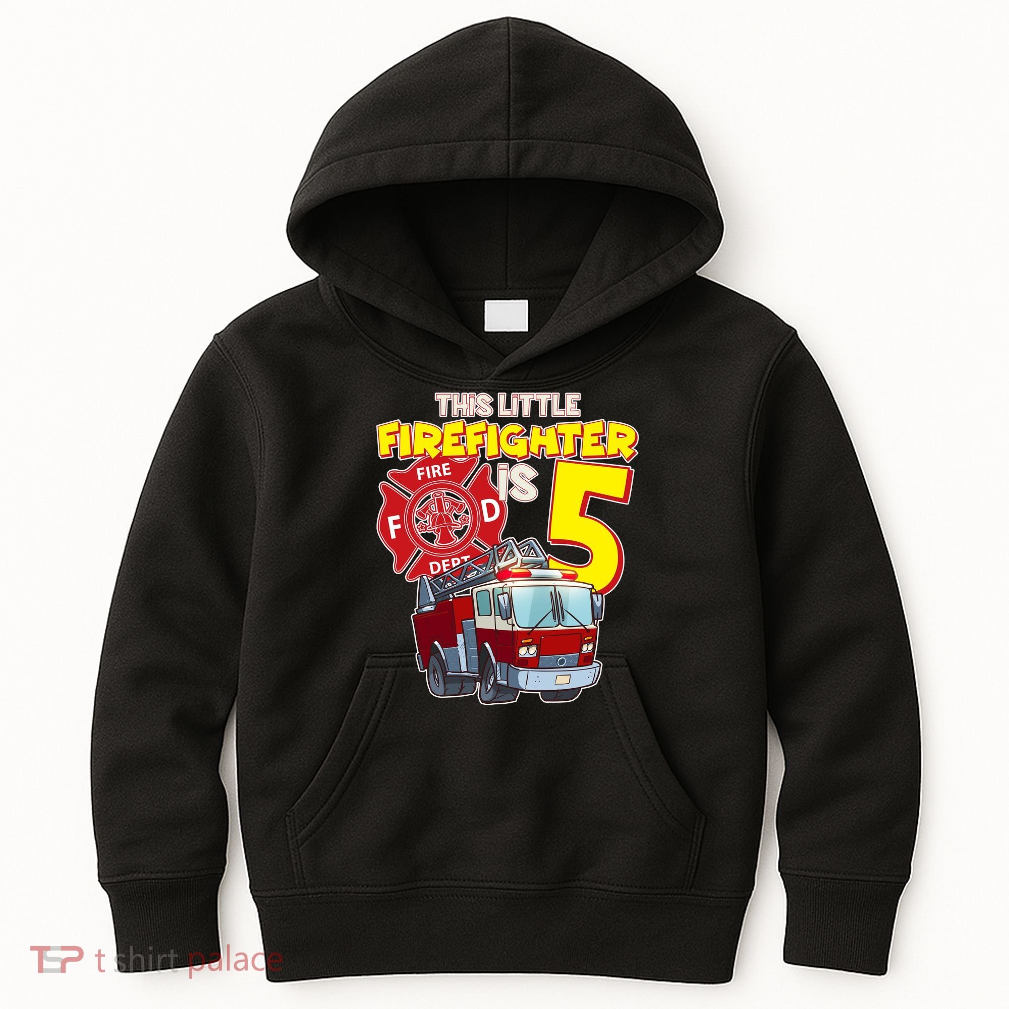 5th Birthday This Little Firefighter Is Five Kids Hoodie