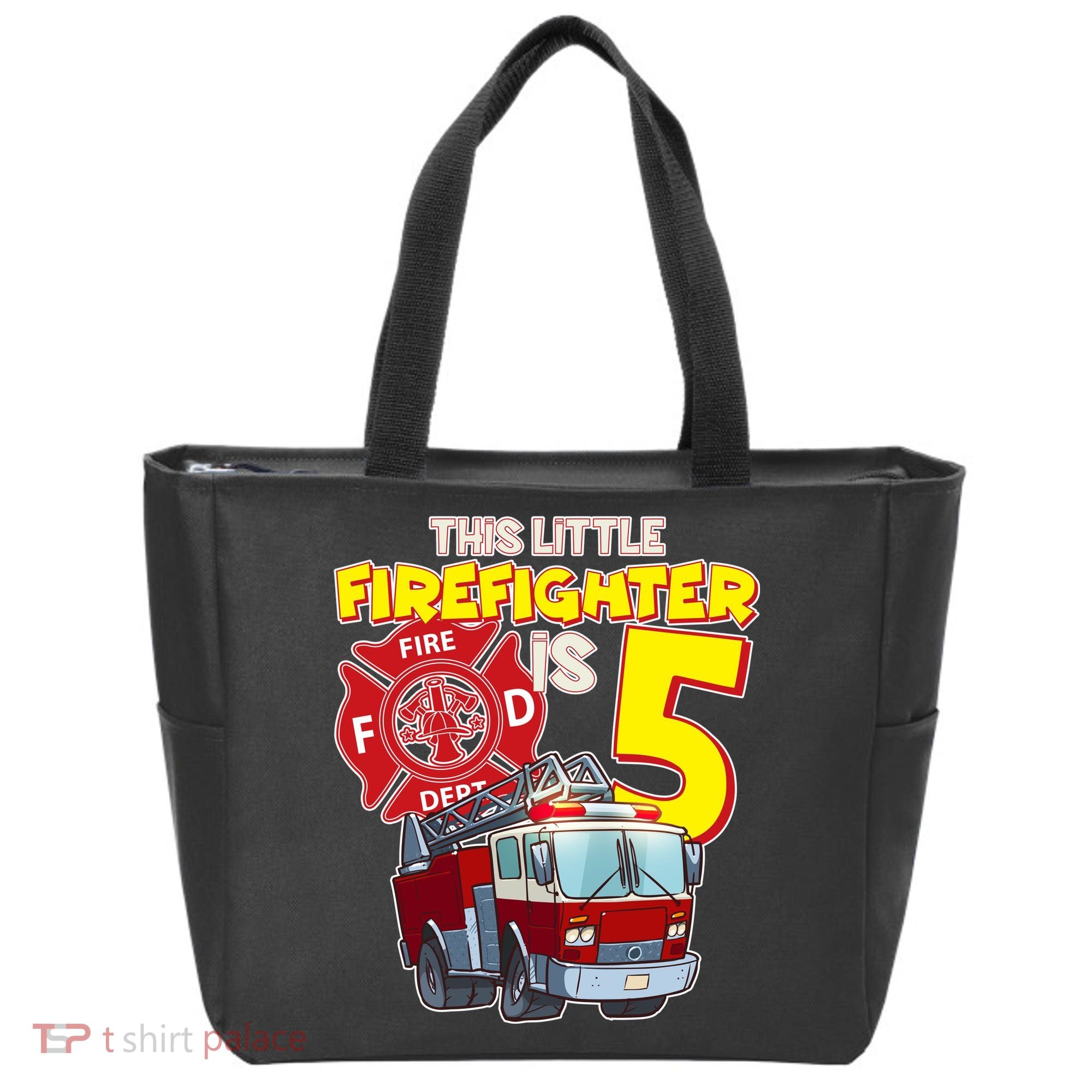 5th Birthday This Little Firefighter Is Five Tote Bag
