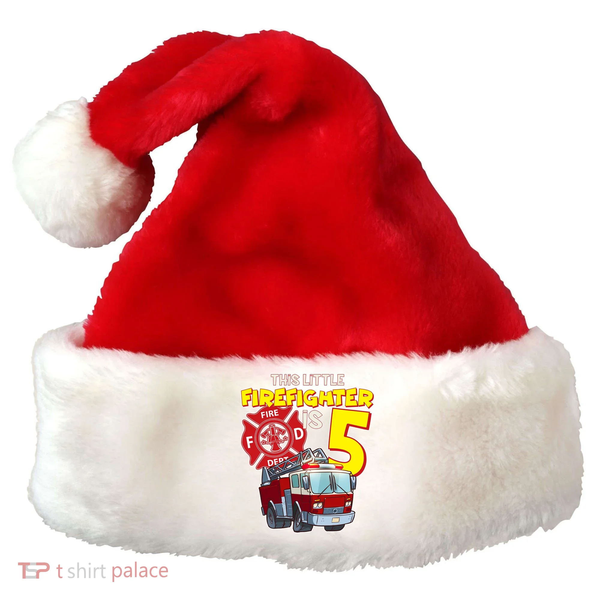 5th Birthday This Little Firefighter Is Five Santa Hat