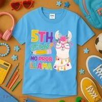 5th Grade? No Prob Llama Kids T-Shirt thumb 3