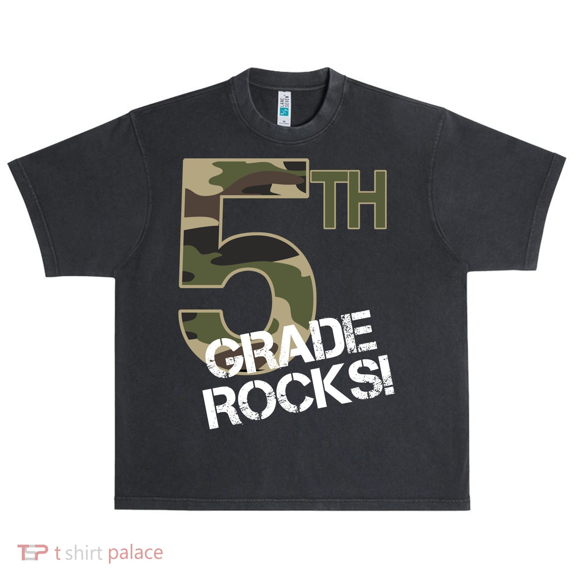 5th Grade Rocks Camo Urban Oversized Heavyweight T-Shirt