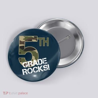 5th Grade Rocks Camo Button