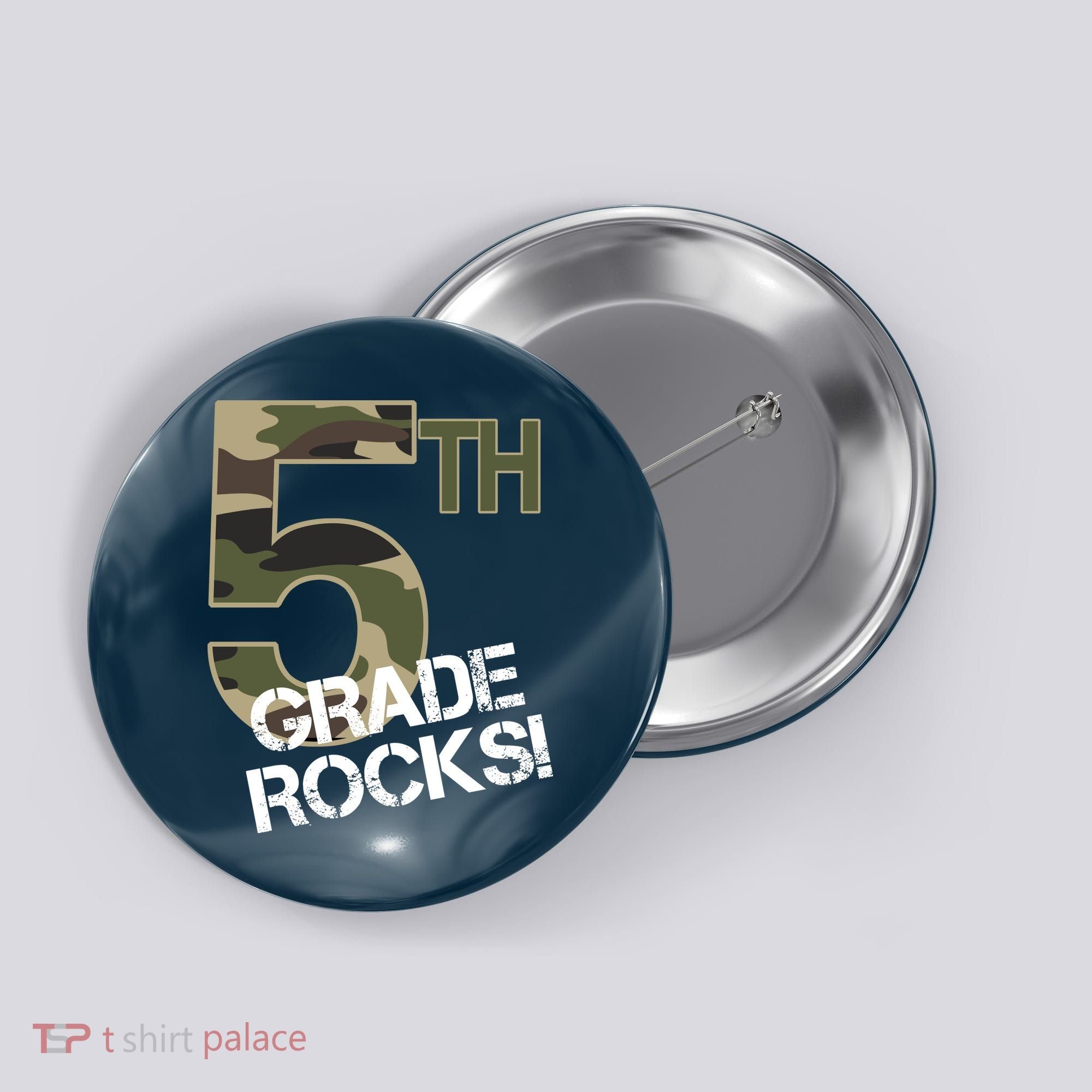 5th Grade Rocks Camo Button