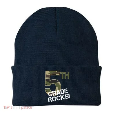 5th Grade Rocks Camo Beanie