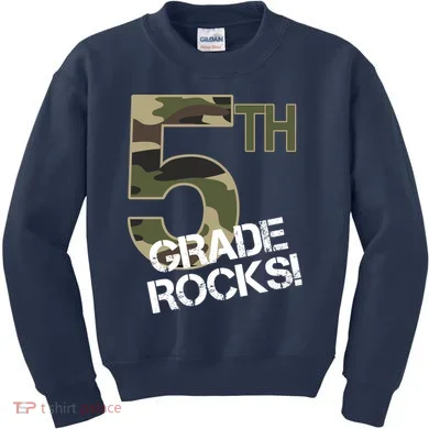5th Grade Rocks Camo Kids Sweatshirt