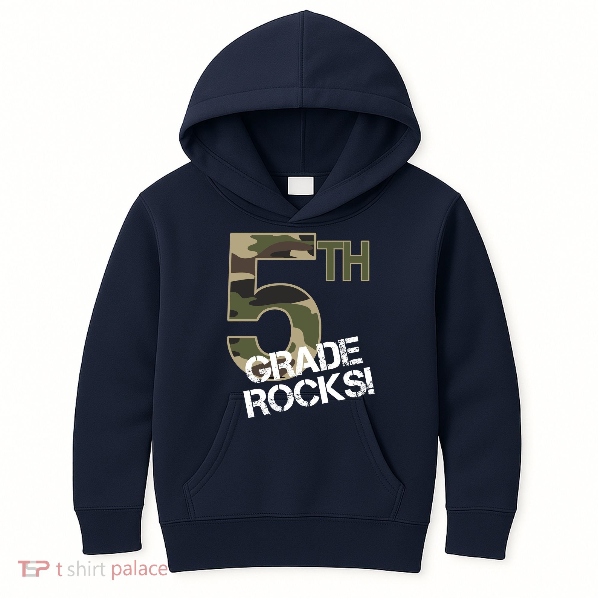 5th Grade Rocks Camo Kids Hoodie