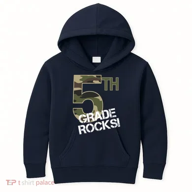 5th Grade Rocks Camo Kids Hoodie
