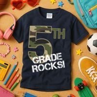 5th Grade Rocks Camo Kids T-Shirt thumb 3