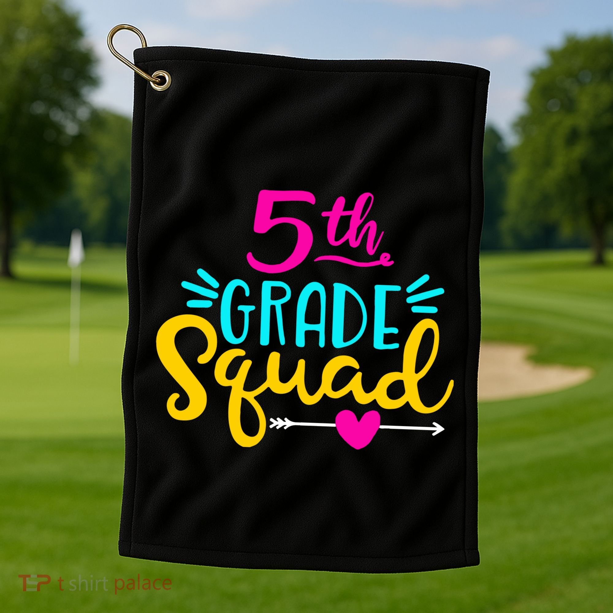 5th Grade Squad Team Arrow Heart Golf Towel