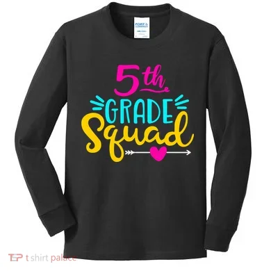 5th Grade Squad Team Arrow Heart Kids Long Sleeve Shirt