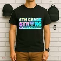 5th Grade Strong No Matter The Distance Distancing Learning T-Shirt thumb 6