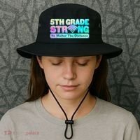 5th Grade Strong No Matter The Distance Distancing Learning Bucket Hat thumb 3