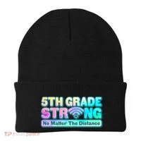 5th Grade Strong No Matter The Distance Distancing Learning Beanie thumb 0