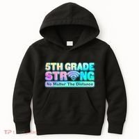 5th Grade Strong No Matter The Distance Distancing Learning Kids Hoodie thumb 0