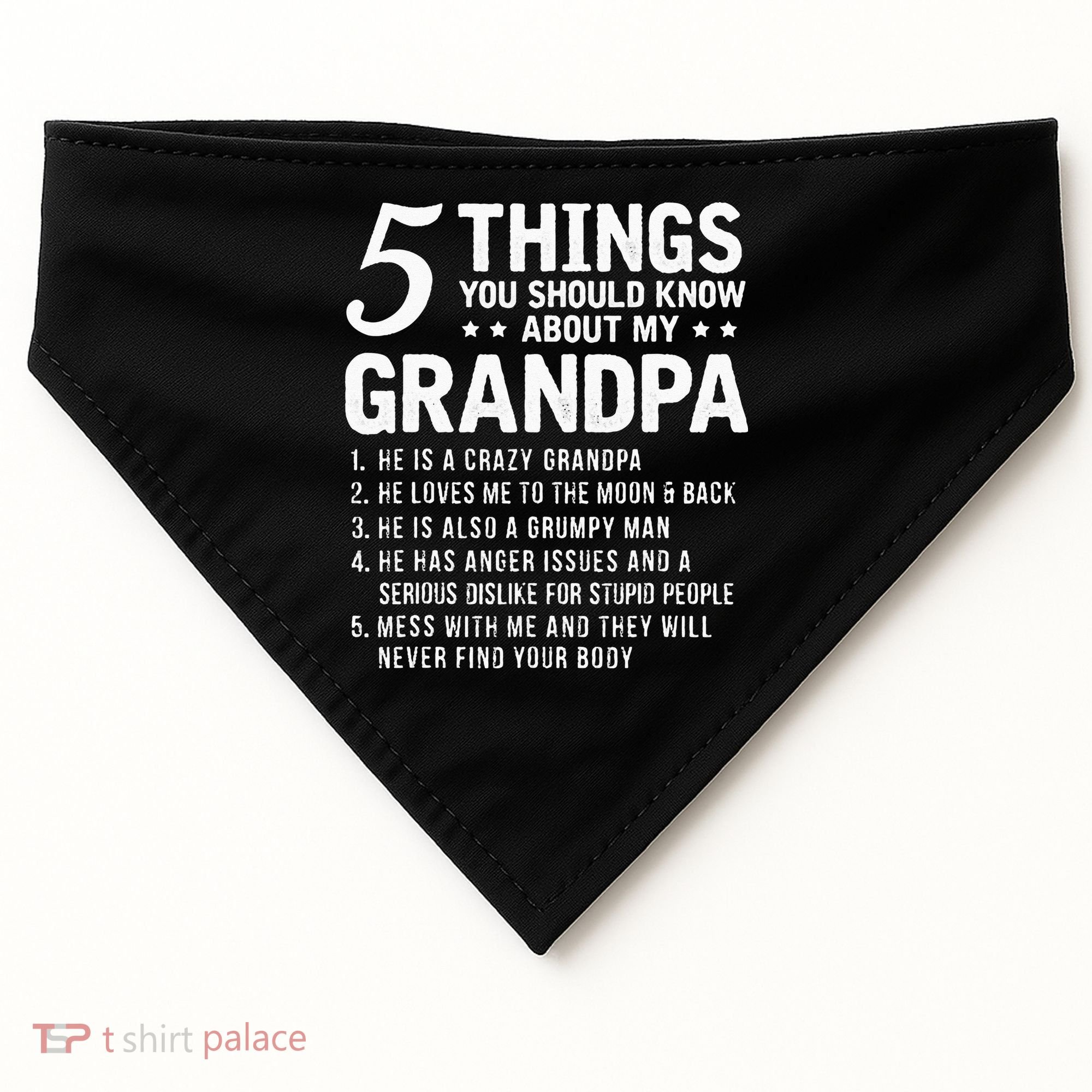 5 Things You Should Know About My Grandpa Funny Grampa Gift USA-Made Doggie Bandana